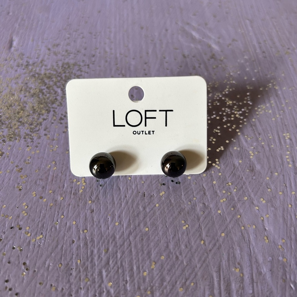 Loft Silver Minimalist Metallic Ball Earrings NWT